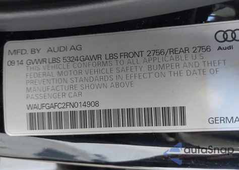 2015 Audi A6 3.0T Premium Plus from USA, damaged, VIN WAUFGAFC2FN014908